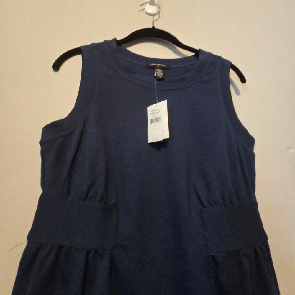 Banana Republic NEW Sleeveless Dress Womens MED Stretch Blue Preppy Business $69 - Picture 2 of 13